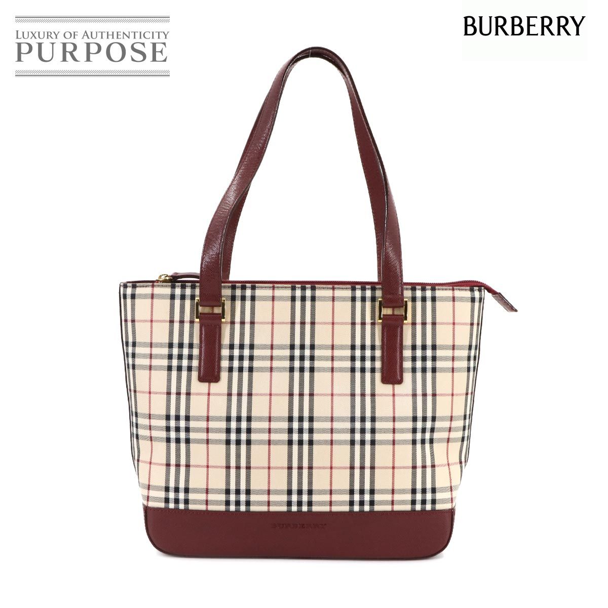 新品同様 バーバリー BURBERRY ノバチェック ハンド バッグ キャンバス 