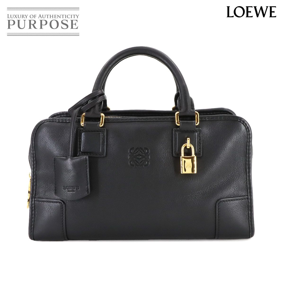 新品同様 ロエベ LOEWE アマソナ 28 ハンド バッグ レザー ブラック 