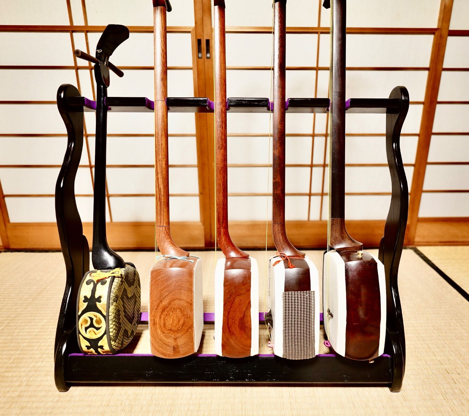 手作り木工 木製三味線スタンド