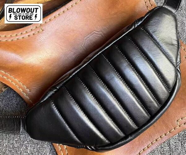 ⭐極美品⭐DIN　マーケット　キルティング　レザー　ウエストバッグ　黒　バイカー bag4328b3.jpg