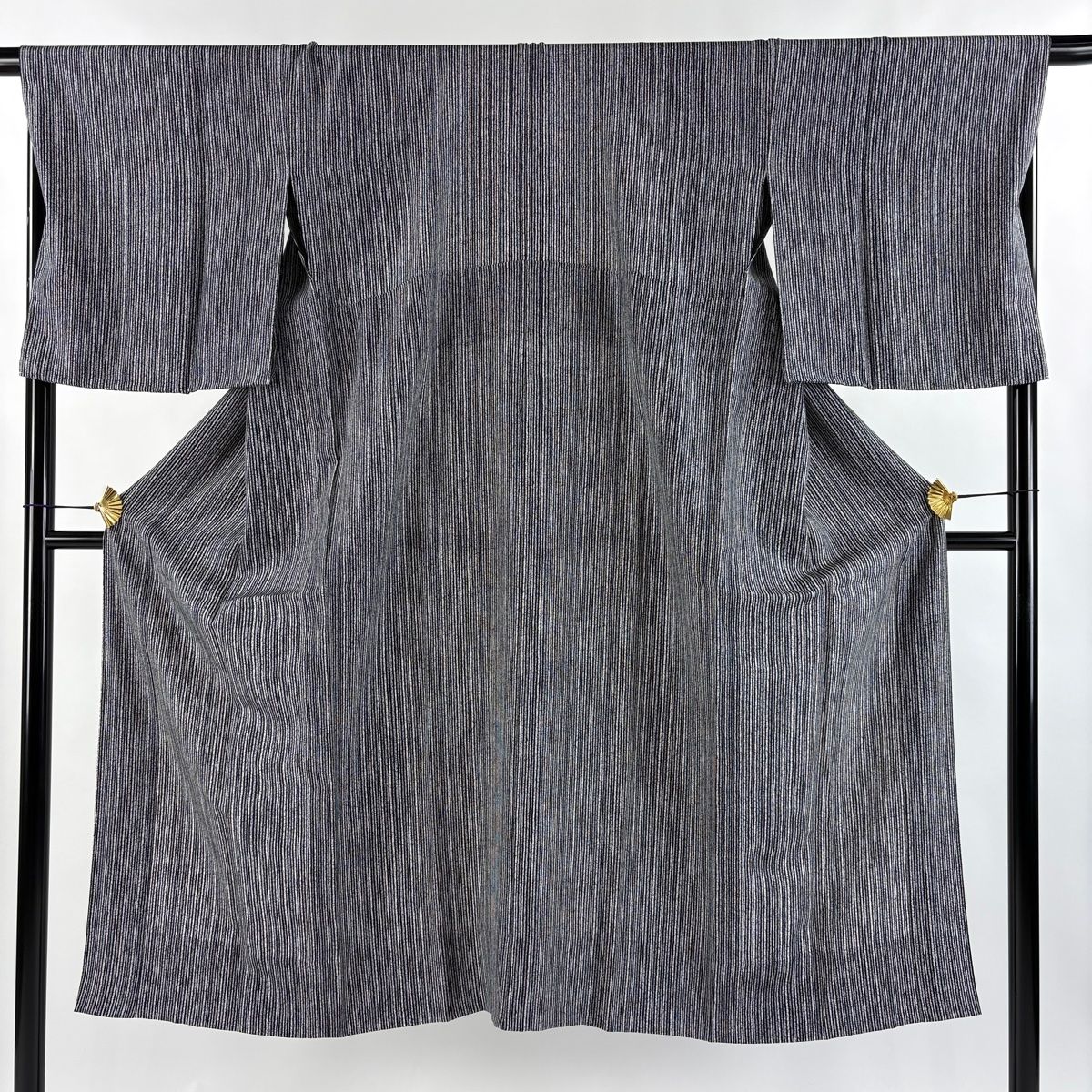 長襦袢 身丈134cm 裄丈69.5cm L 縦縞 青灰色 正絹 秀品