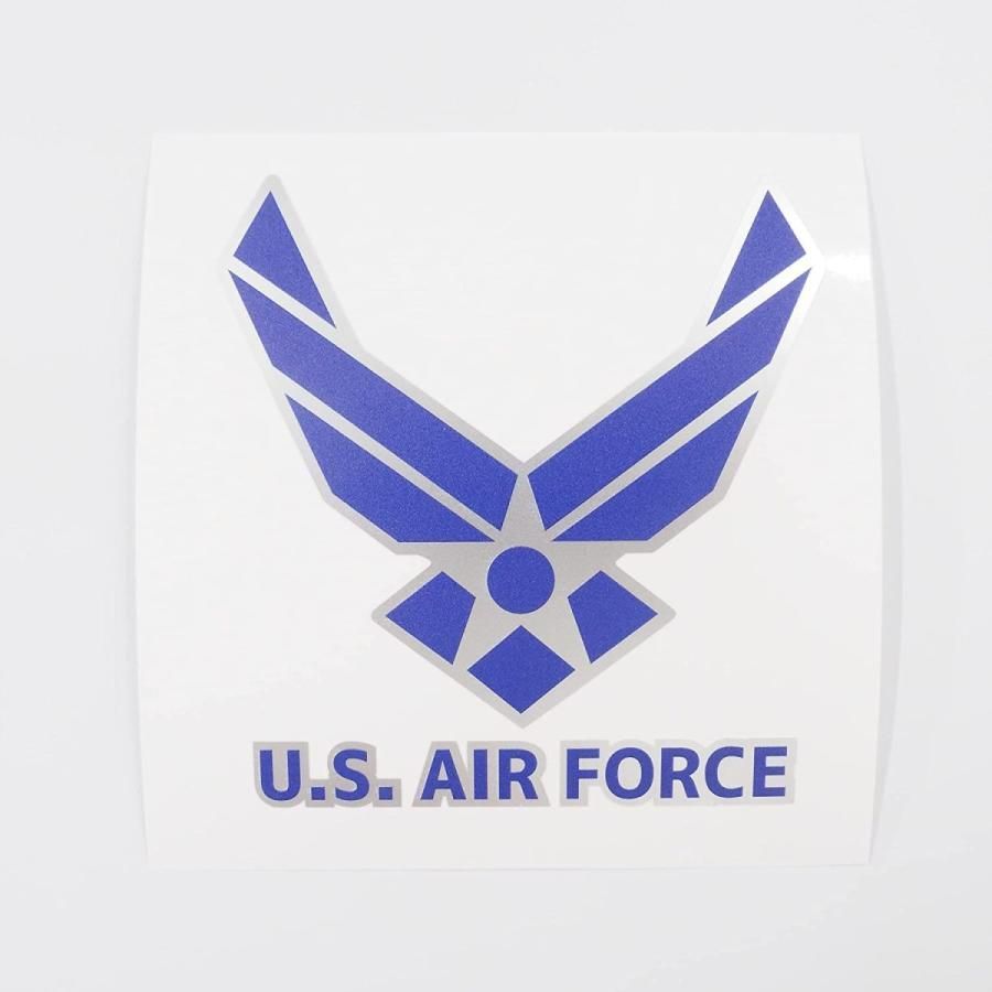 アメリカ空軍 ステッカー 10cm U.S AIR FORCE アメリカン かっこいい アルミカラー 軍隊 空軍マーク (青)