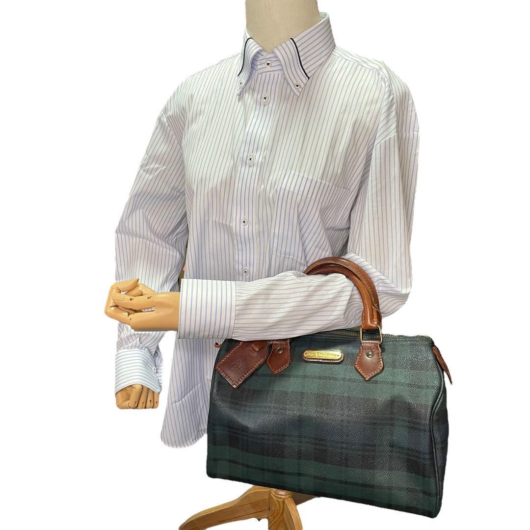 RALPH LAUREN ラルフローレン ボストンバッグ PVC/レザー 深緑