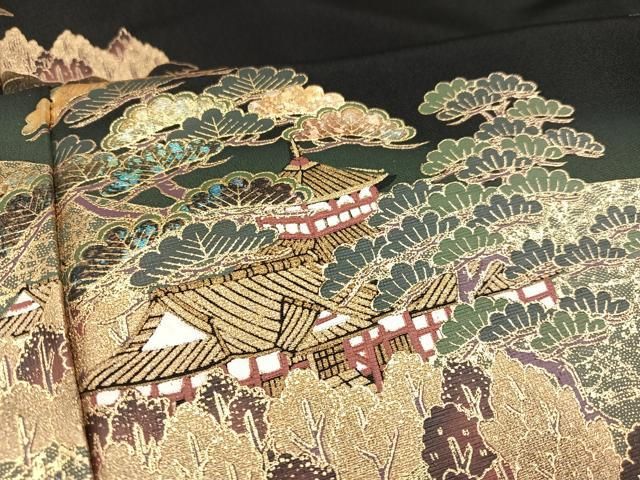 平和屋着物□豪華黒留袖 友禅 作家物 風景文 松竹梅 正絹 逸品 DAAR3431zy