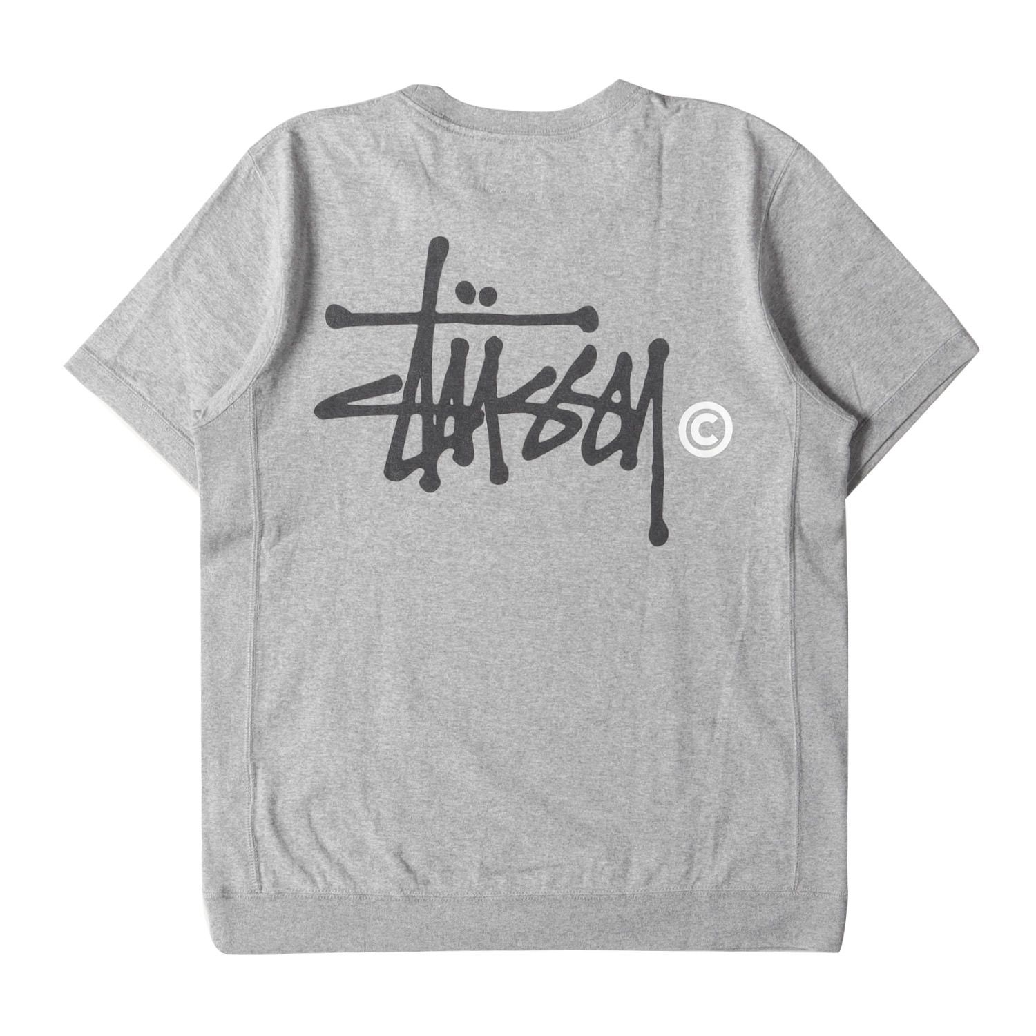 STUSSY ステューシー Tシャツ サイズ:M ストックロゴ リバースウィーブ ヘビーウェイト クルーネック 半袖Tシャツ ヘザーグレー トップス カットソー【メンズ】