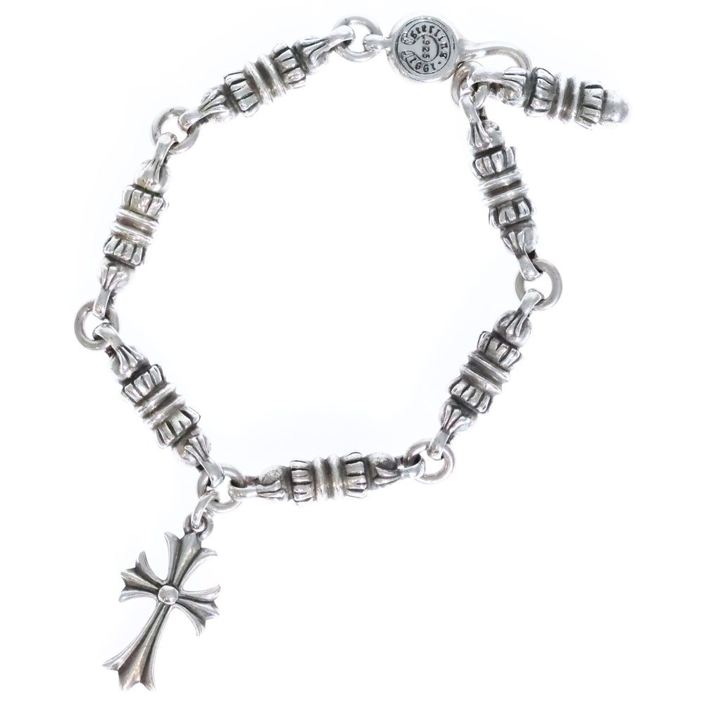 CHROME HEARTS クロムハーツ BARREL バレルリンク w|タイニーCHクロスチャーム ブレスレット オールド シルバー