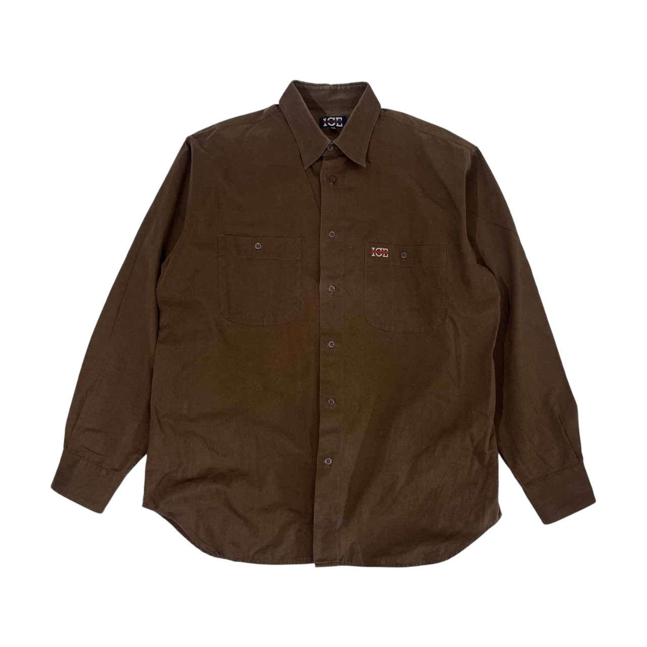 ICE SPORT ICEBERG アイスバーグ 長袖 シャツ XXL/大きいサイズ メンズ ブラウン系 ビンテージ