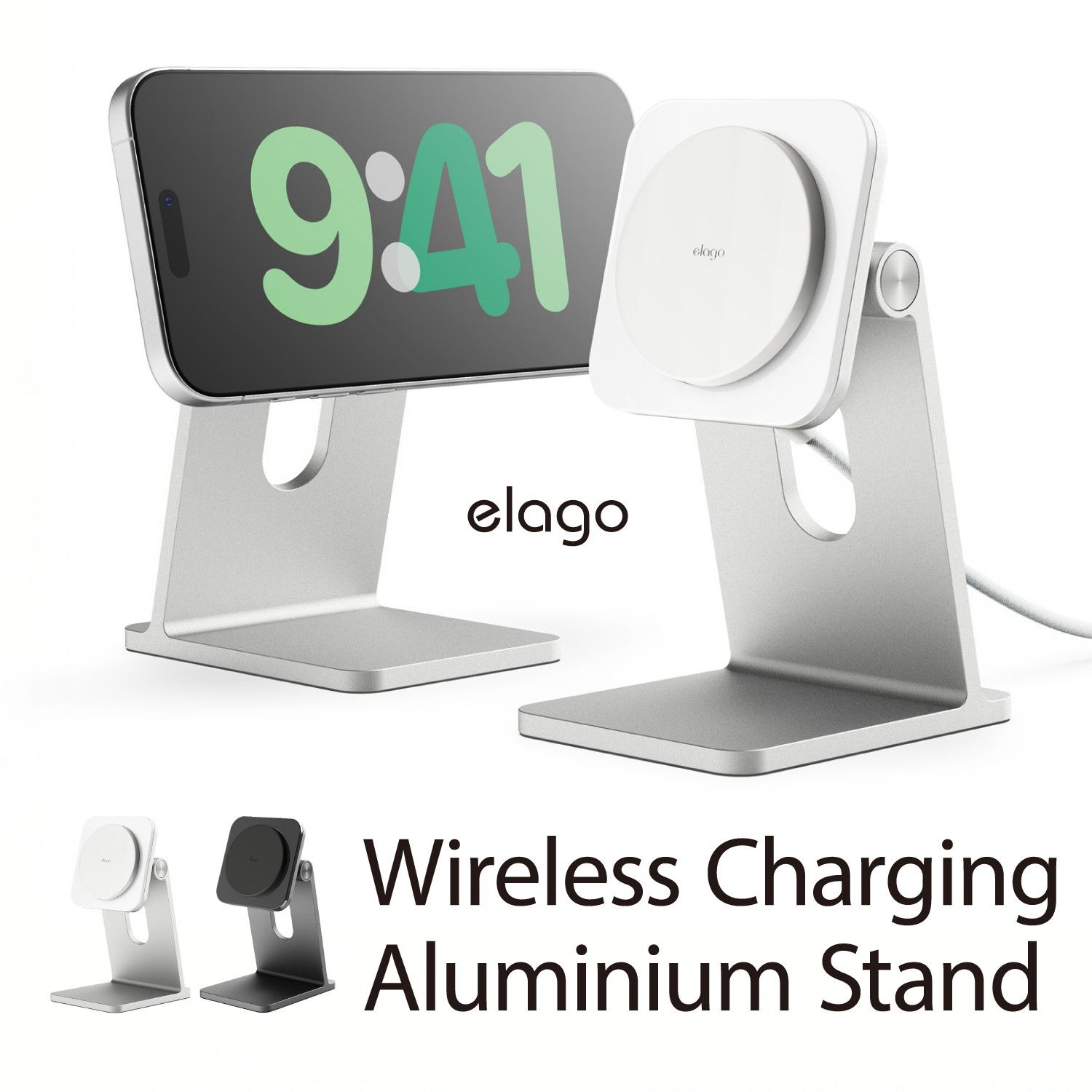 MagSafe Qi2 ワイヤレス充電器 充電スタンド スマホスタンド ケーブル 付 マグセーフ Qi 2 iPhone Android 他 対応 elago Wireless Charging Aluminium Stand