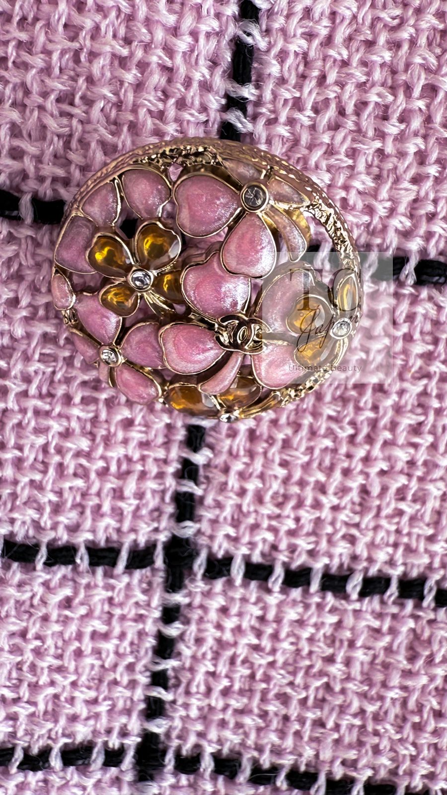 シャネル トップス ジレ ベスト CHANEL ピンク チェック ウール