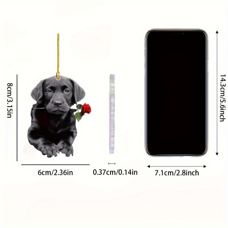 キーホルダー 犬 ラブラドール 黒 かわいい バラ 2D アクリル