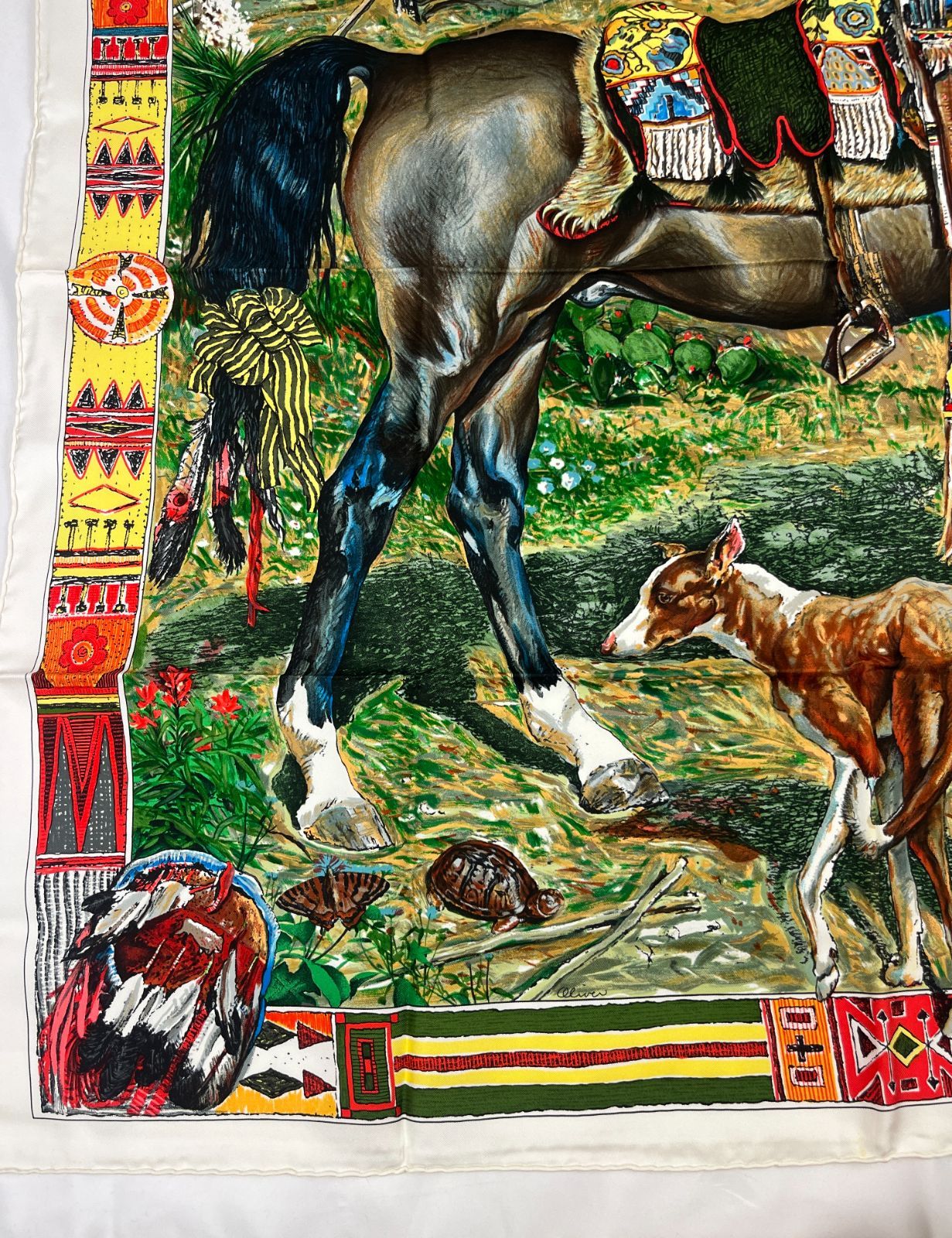 HERMES エルメス スカーフ カレ90 シャイアン族 タグあり【CHBD0029