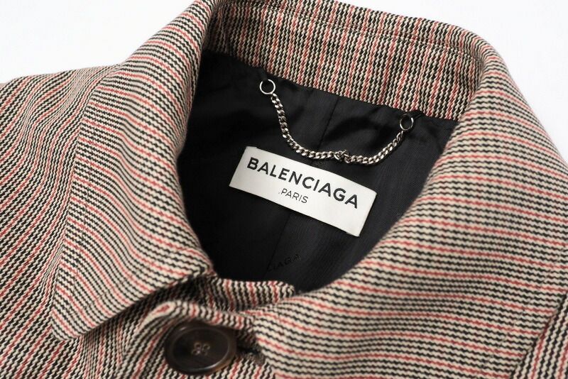 ■美品■BALENCIAGA PARIS バレンシアガ ステンカラーコート サイズ34 Aライン ブラウン 総柄 イタリア製 ブランド古着【中古】20230424/GN2005