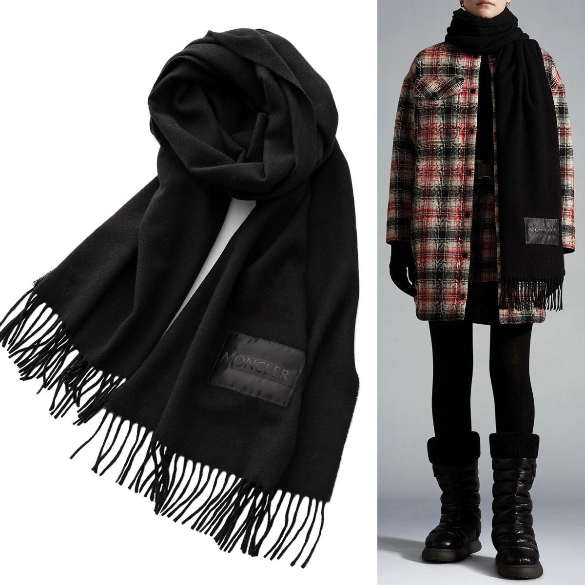 148 MONCLER モンクレール 3C00016 595MA ブラック マフラー SCIARPA