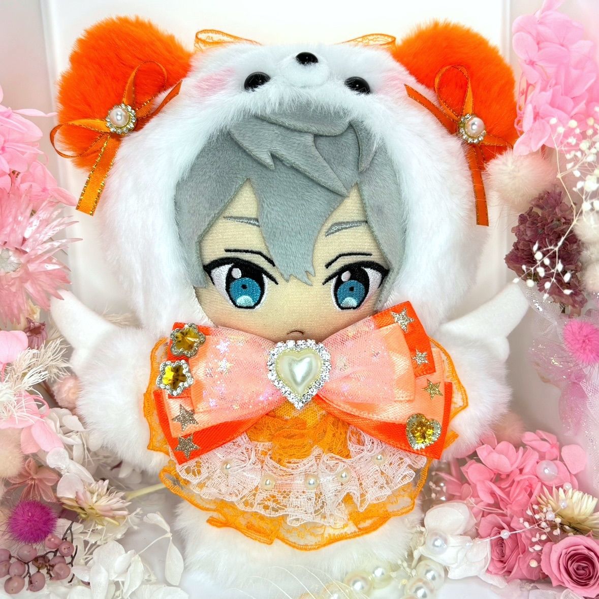 【Lovelyピンクハートのお耳】16ぬい服/着ぐるみ 【あんスタ】 ぬい服 ぬいぐるみ服 着ぐるみ 16cm ともぬい オーダー 16センチぬい服