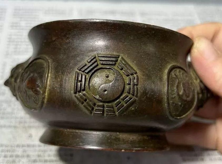 銅器 四神獣卦香炉 室内盤香炉 仏堂挿香炉 焼香炉 香道具 装飾品