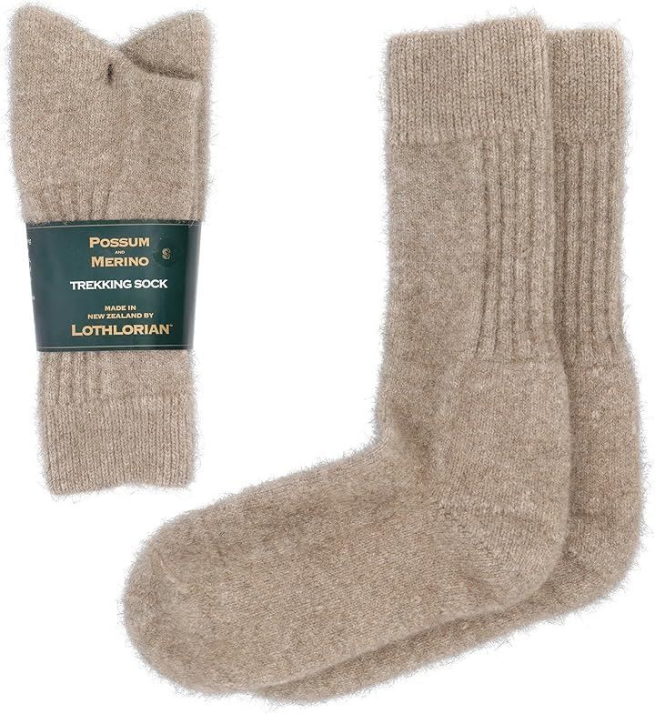 LOTHLORIAN ポッサムメリノ トレッキングソックス 登山靴下 ウール靴下 蒸れない靴下 男女兼用 ルームソックス アウトドア キャンプ ウインタースポーツ(ナチュラル, S)