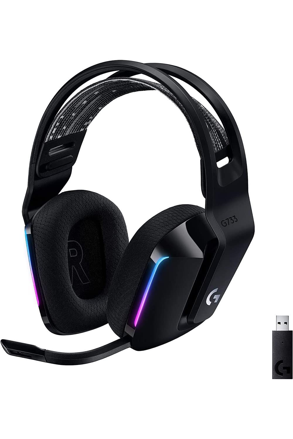 Logicool G ゲーミングヘッドセット G733-BKr ゲーミング ワイヤレス ヘッドセット 軽量 278g LIGHTSPEED マイク付き 充電 89時間連続使用可能 ヘッドホン ヘッドフォン 無線 PS5 PS4 PC  [ブラック(2年保証