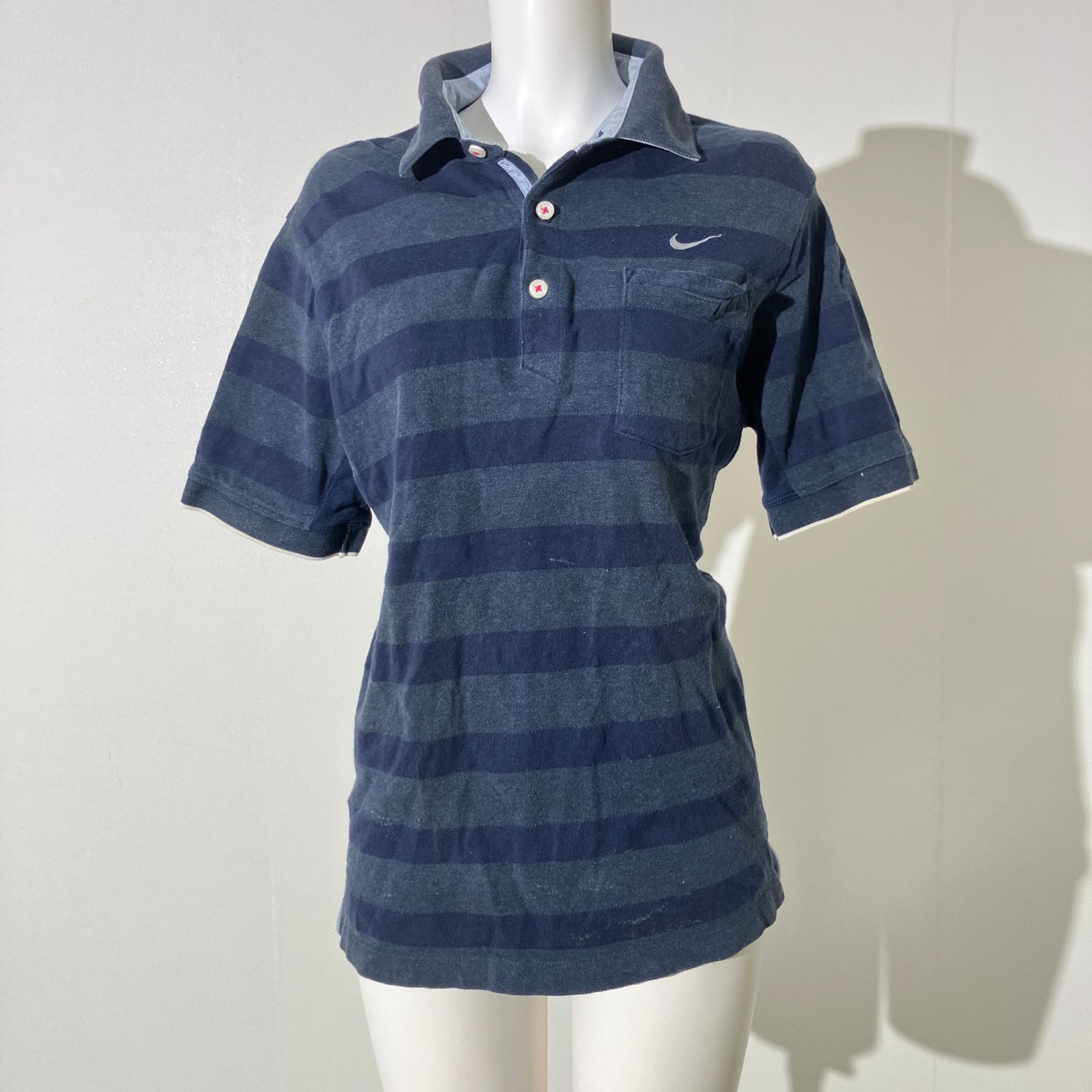 訳アリ品』NIKE GOLF ナイキゴルフ ボーダー 半袖 ポロシャツ 胸元ロゴ