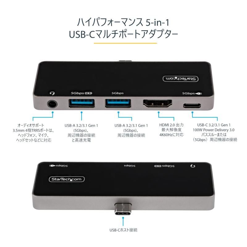 Type-Cマルチ変換アダプター|直挿しタイプ|USB-Cマルチハブ|4K