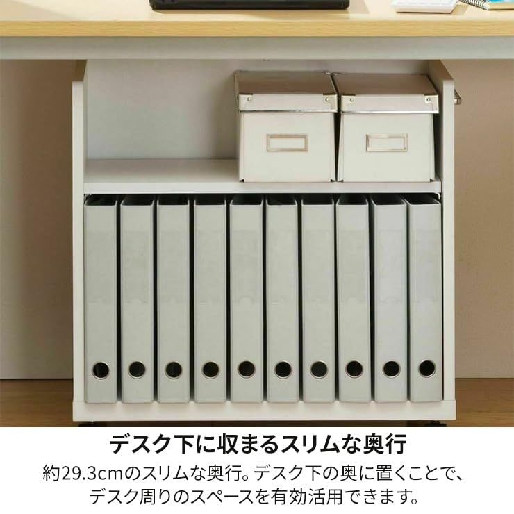 奥行29.3cm 高さ59.2 幅60 白 木製 OF2-6060P 背面化粧 A4ファイルボックス縦置き対応 デスク下収納 キャスター付き オフィスコ2 ラック サイドワゴン デスクサイドに便利 白井産業 NEXPOTALLINN_EU