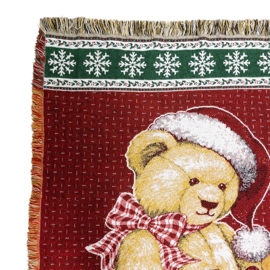 クリスマス テディベア ビンテージラグマット マルチカバー タペストリー クリスマス テディベア ビンテージラグマット マルチカバー