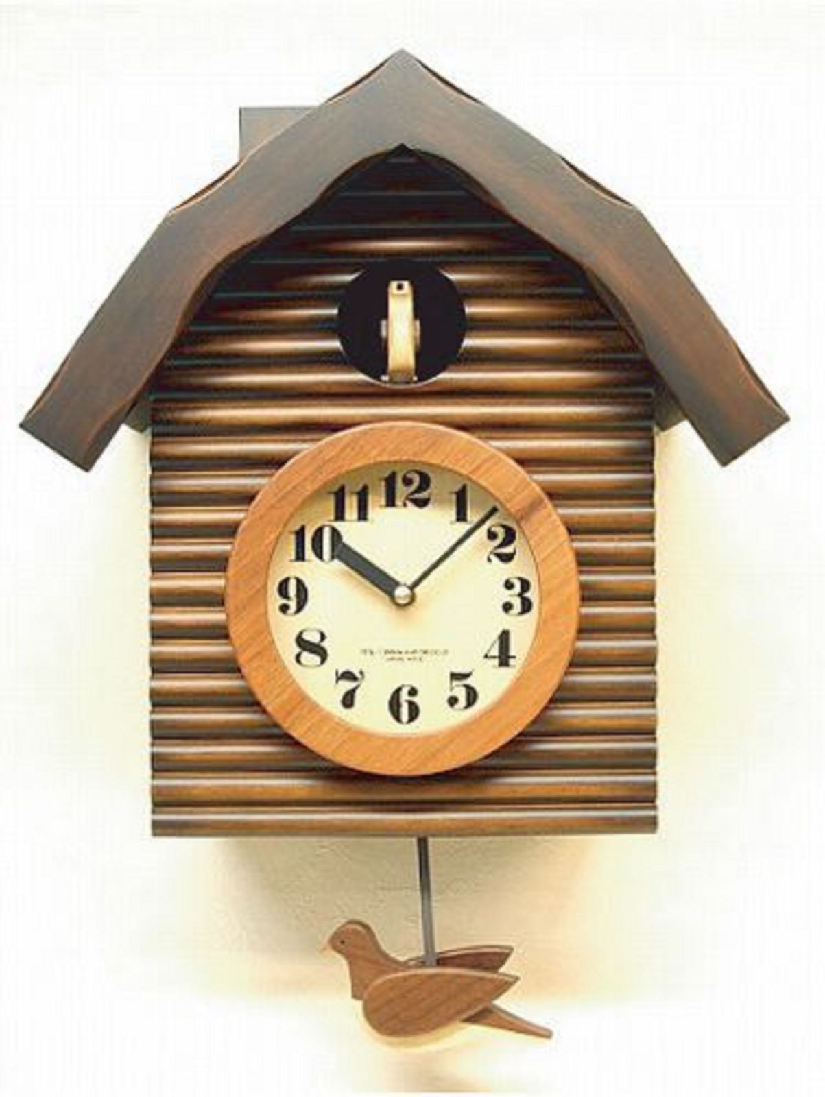 日本製 手作り レトロ電波式鳩時計 アンティークブラウン振り子時計 鳩