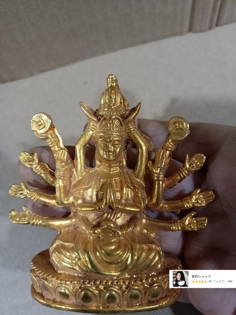 仏教美術 白銅 小型 細密細工 千手観音像 仏像 H4.5㎝ 仏教美術 白銅 小型 細密細工 千手観音像 仏像 H4.5㎝