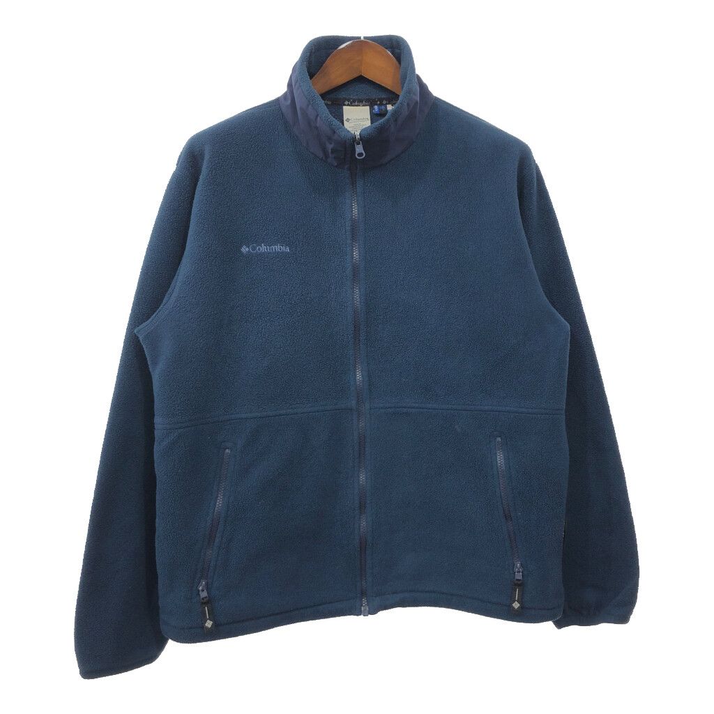 90年代 Columbia コロンビア フリースジャケット アウトドア ネイビー (メンズ L) 中古 古着 R0099