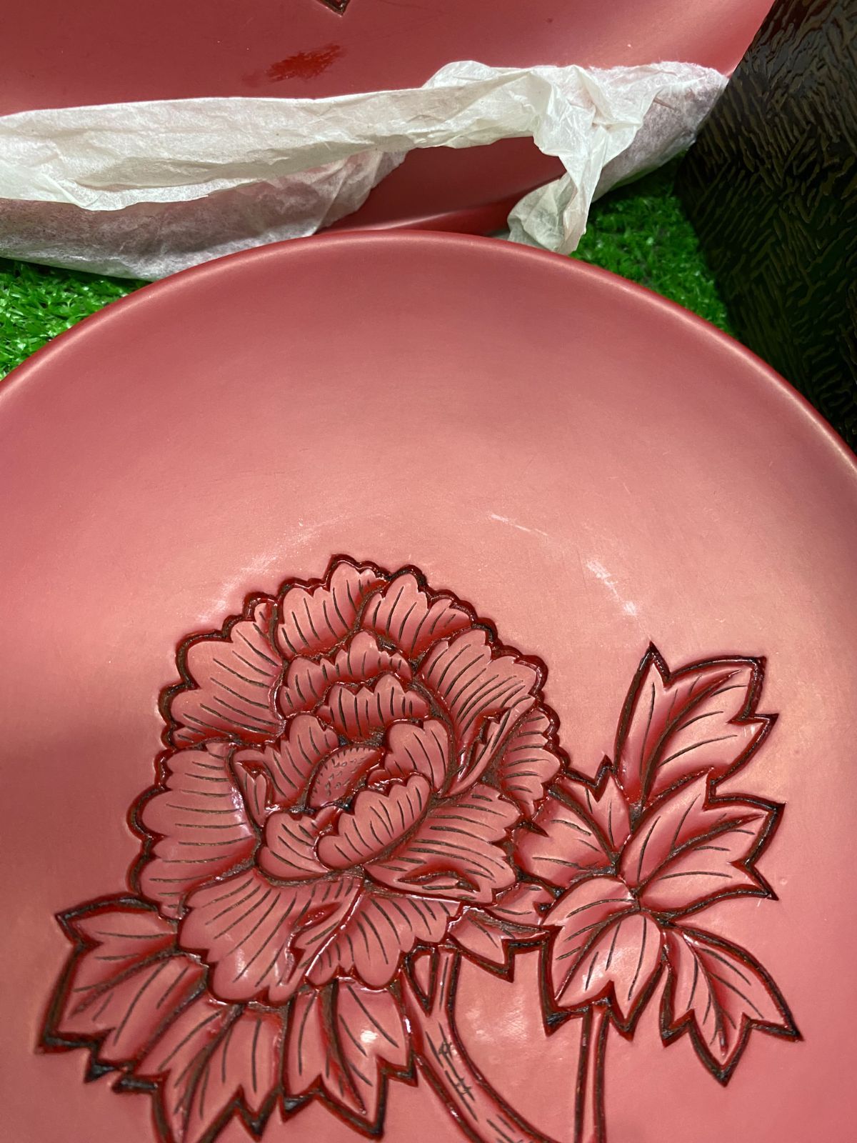 新品未使用！盆付菓子器（村上堆朱） 新品未使用！盆付菓子器（村上堆朱） 村上の伝統工芸『村上木彫堆朱