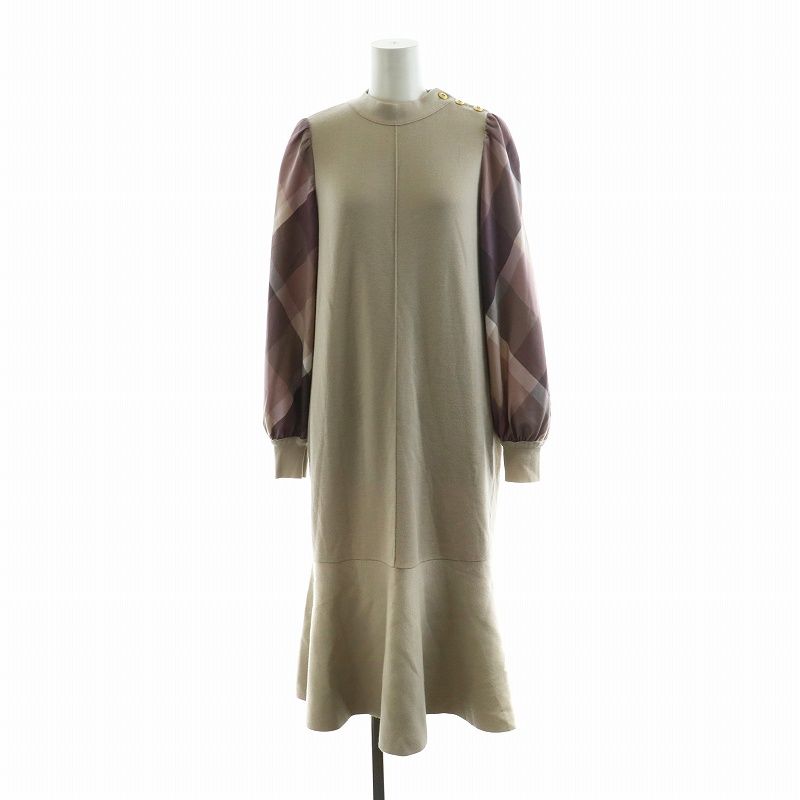 ブルーレーベルクレストブリッジ 38 ベージュ 長袖 ロングワンピース