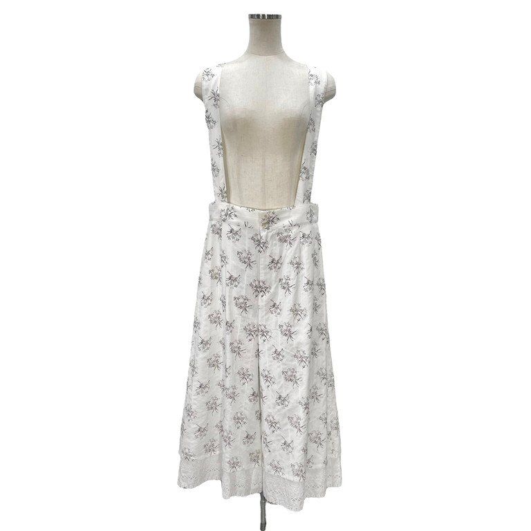 tao COMME des GARCONS 22SS フラワープリントレースヘムサスペンダーストライプワイドパンツ 花柄 サロペット レディース
