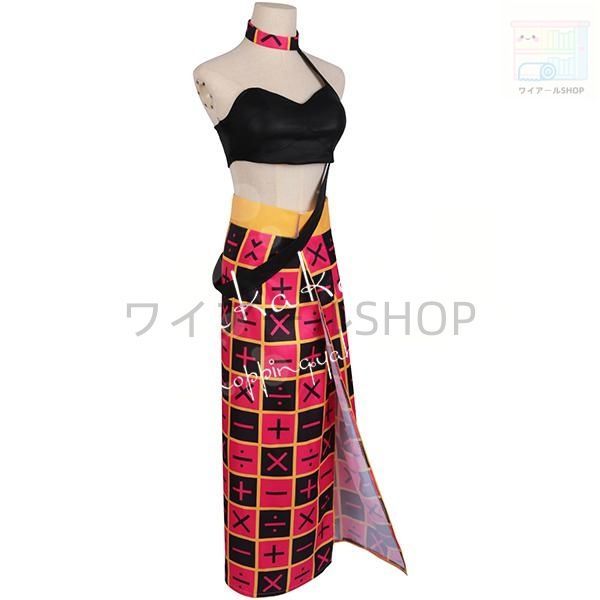 子供用大人用ジョジョの奇妙な冒険 風 トリッシュ ウナ コスプレ衣装 ウィッグ cos靴 日常服 cosplay コスチューム仮装変装 ハロウィン