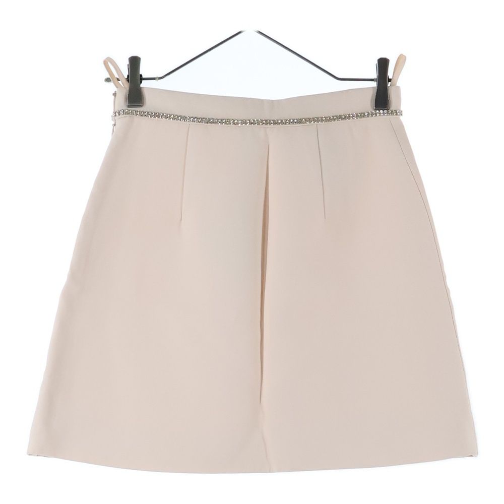 miumiu ミュウミュウ 19SS ラインストーン ビジュー装飾リボン ビスコース ミニスカート ピンク レディース MGI1294