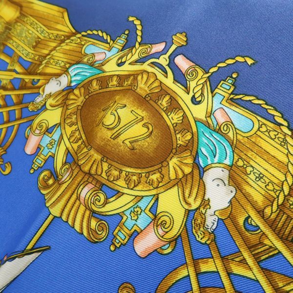 HERMES カレ90 Voiles de Lumiere 光の帆船 青系 船 シルク
