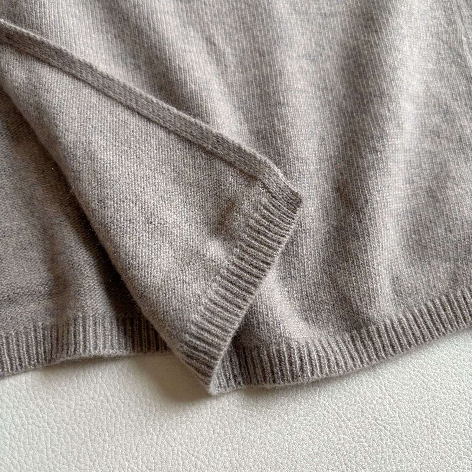 美品 M'sGRACY ニット袖フレアワンピース バイカラー 36 グレー