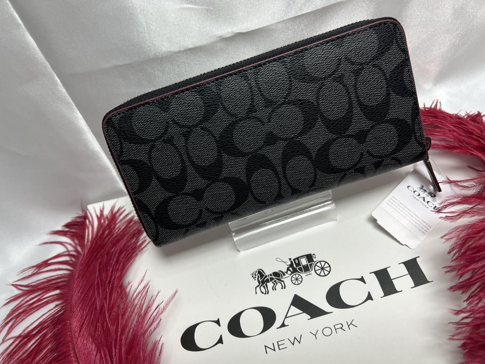 COACH 長財布 コーチ財布 シグネチャー アコーディオン ラウンド