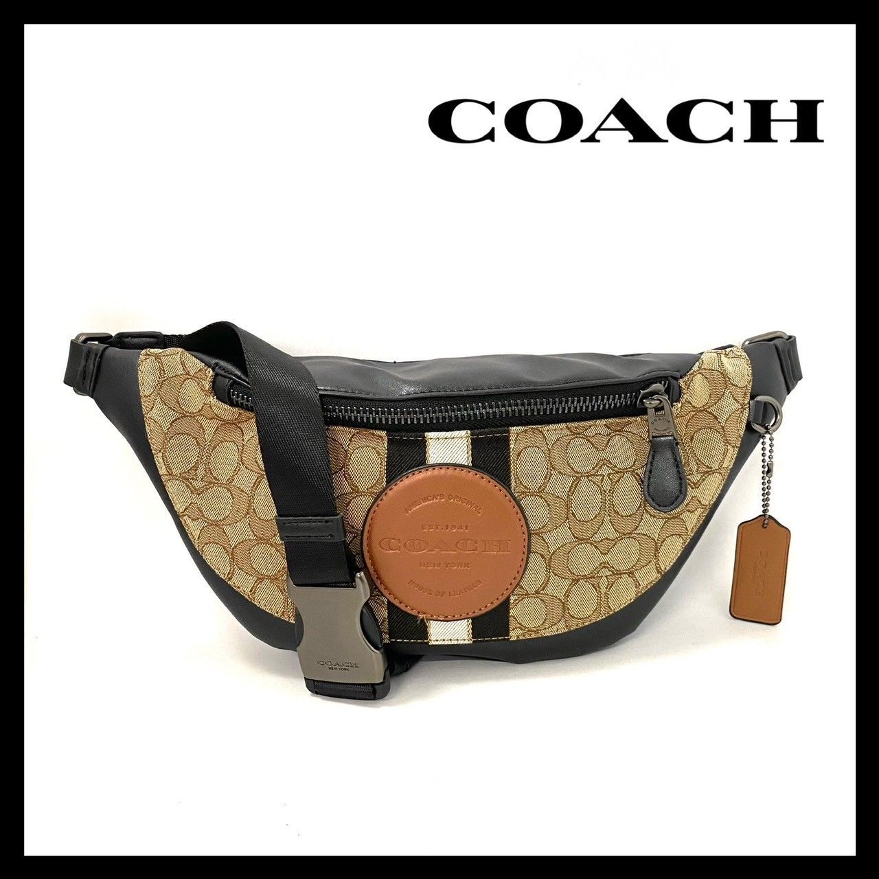 COACH】シグネチャー ウエストバッグ 4119 ベージュ ブラック/黒 