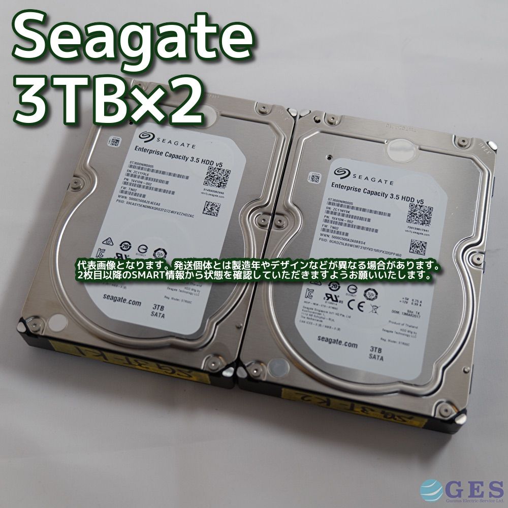 Seagate 3.5インチHDD 3TB ST3000NM0005 2台セット【3T-K7/K8】 - メルカリ