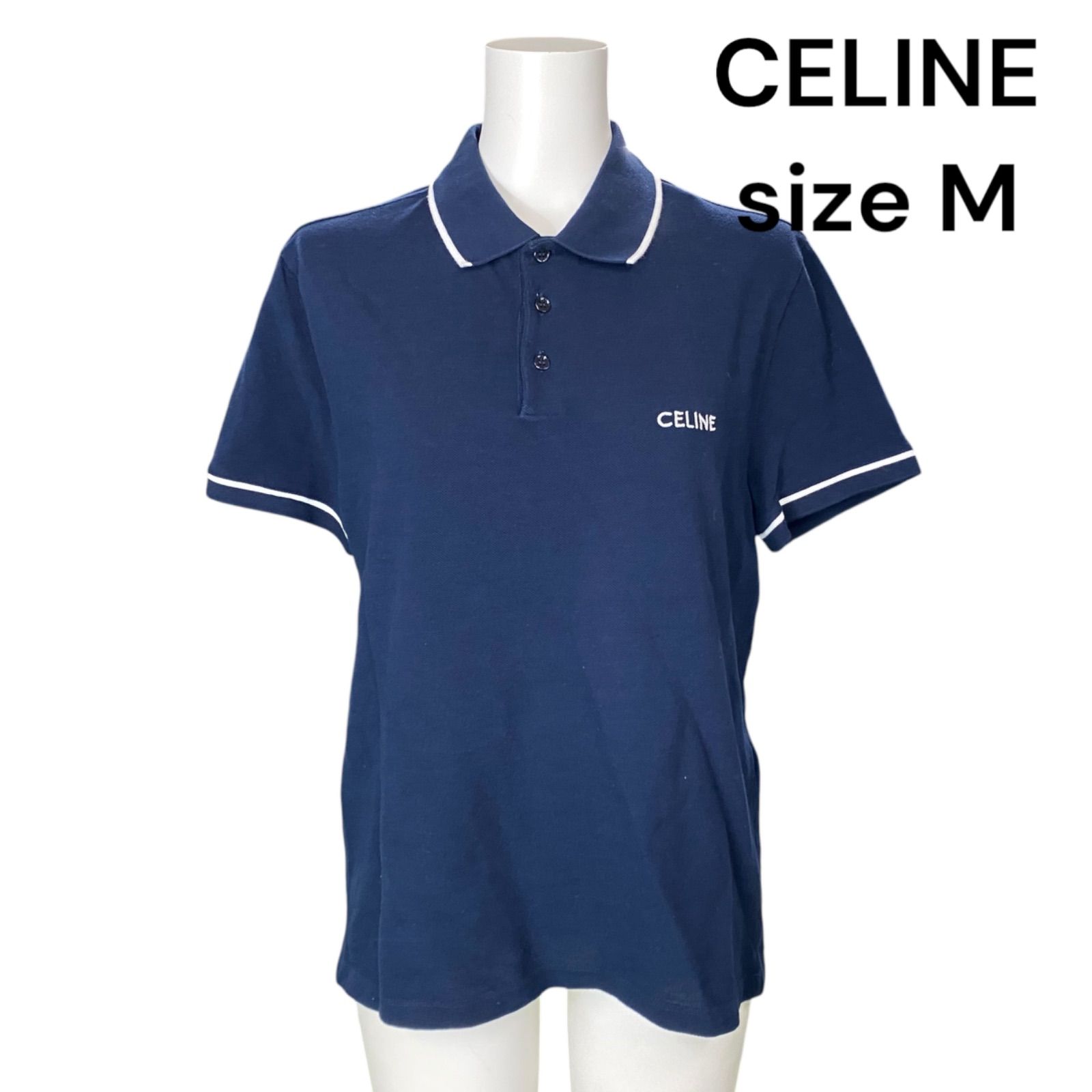 m*】様 セリーヌ CELINE クラシック ポロシャツ / コットンピケ 美品 セリーヌ CELINE クラシック ポロシャツ コットンピケ M