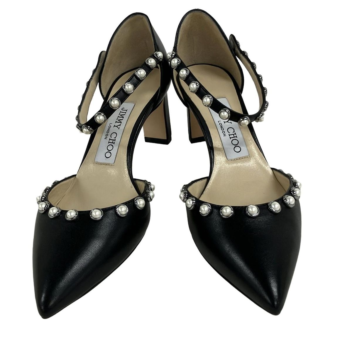 JIMMY CHOO ジミーチュウ パンプス 35 1 2 レディース - 黒 パール レザー