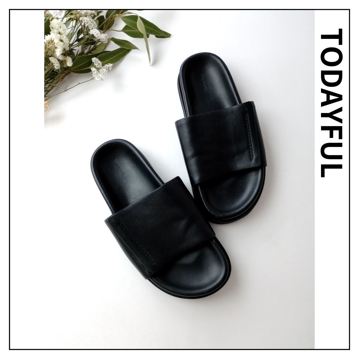 TODAYFUL トゥデイフル Leather Slide Sandals レザースライド