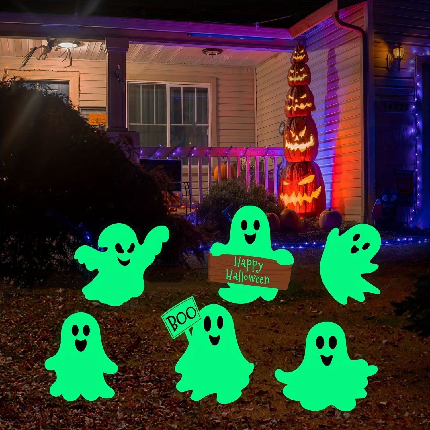 ハロウィン 装飾 インテリア 屋内 屋外 室内 6個セット 蓄光型 光る