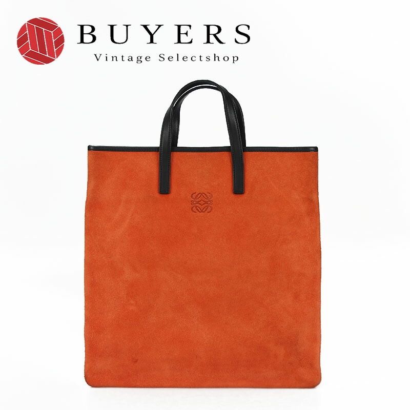 中古】LOEWE ロエベ ナッパレザー アナグラム ハンドバッグ オレンジ 