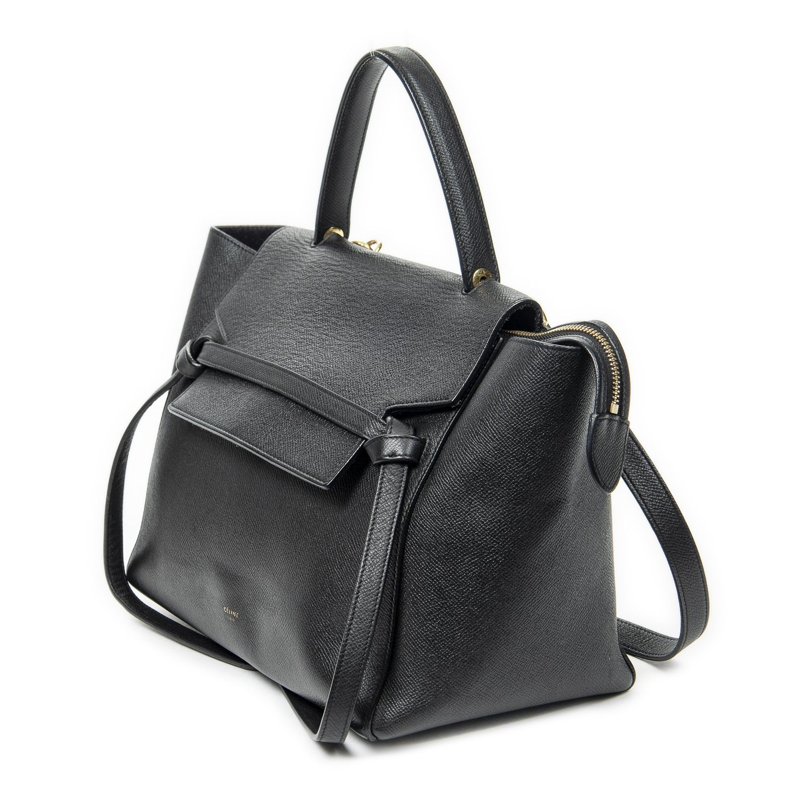 CELINE セリーヌナノベルトバッグ黒グレインレザーA