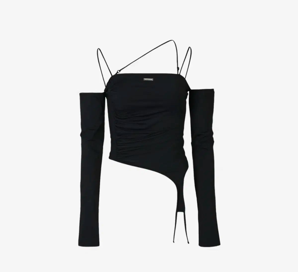 BOHEMSEO(ボヘミアンソウル) オフショルダー 曲線 Tシャツ 黒