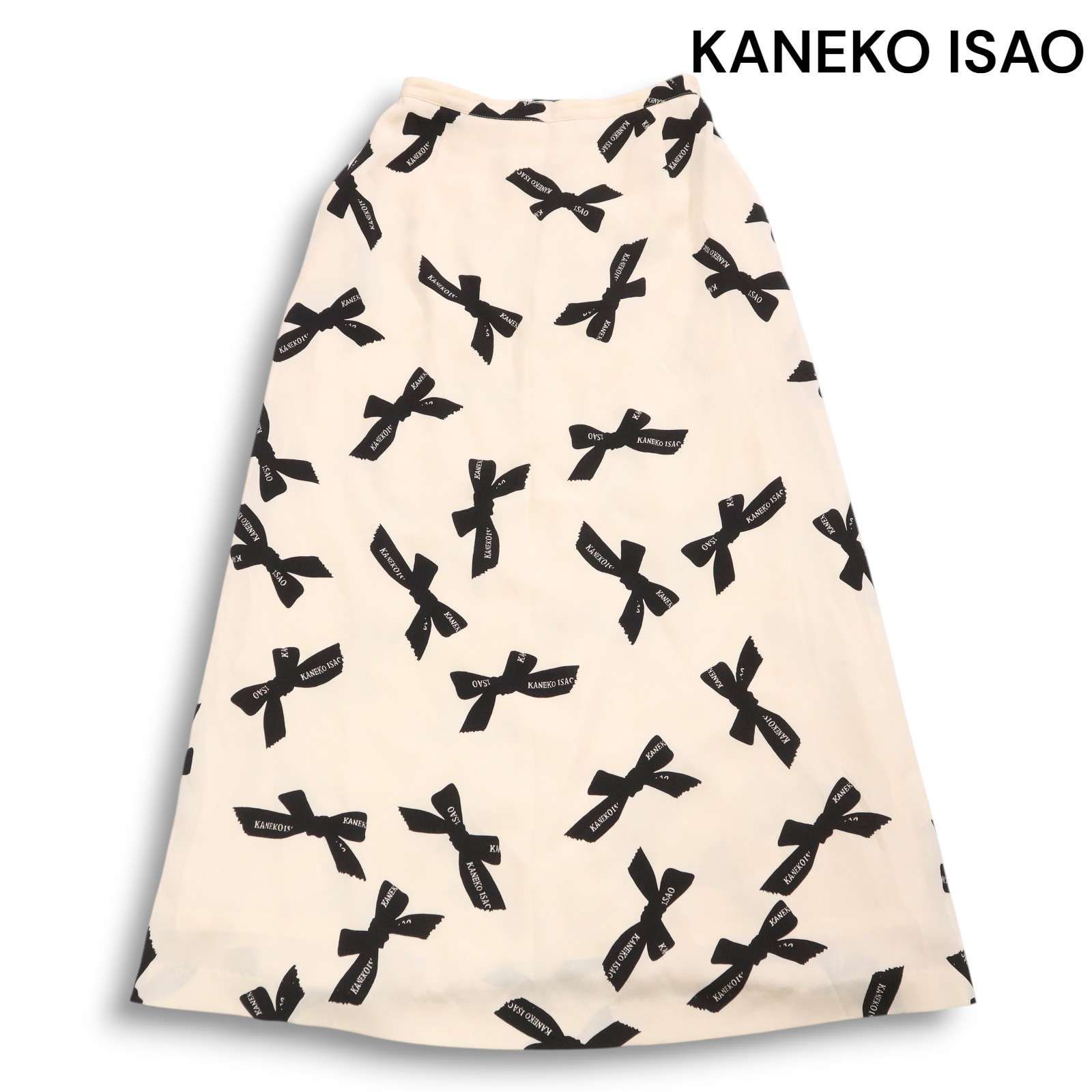 KANEKO ISAO フレアスカート ウエストリボン付 KANEKO ISAO カネコイサオ 春夏 リボン柄 総柄♪ Aライン ハイ