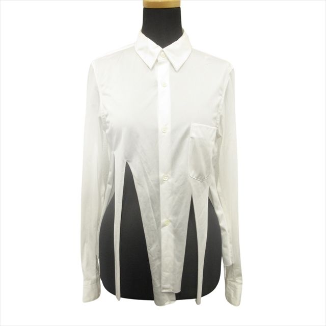 美品 COMMEdesGARCONS 白シャツ 短冊カッティング ポリエステル