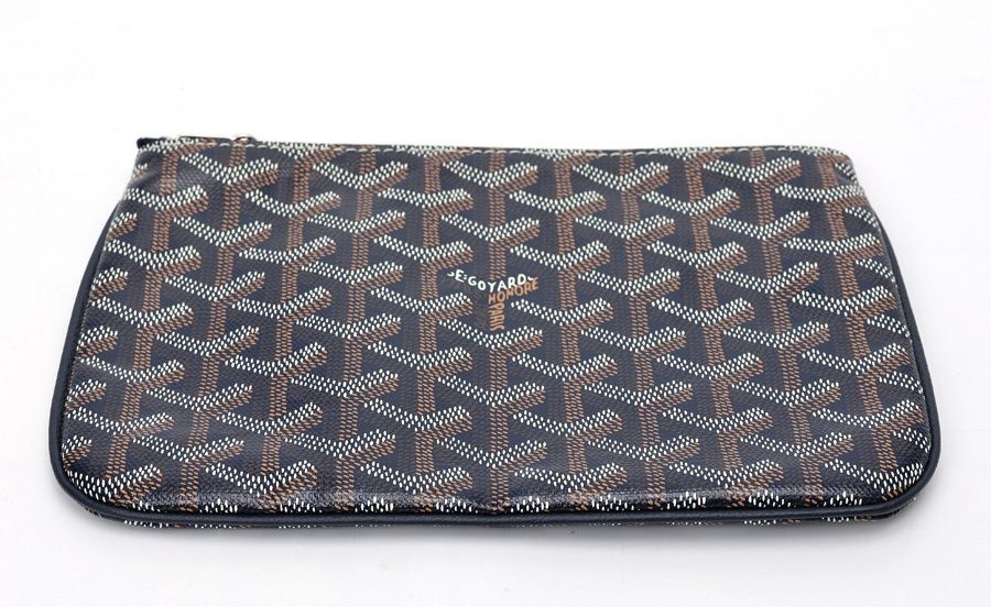 ゴヤール / GOYARD セナ PM ポーチ ヘリンボーン柄 ネイビー 【中古