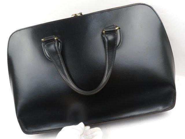 □美品□ ガンゾ ハンド ビジネス バッグ カーフ レザー ブラック