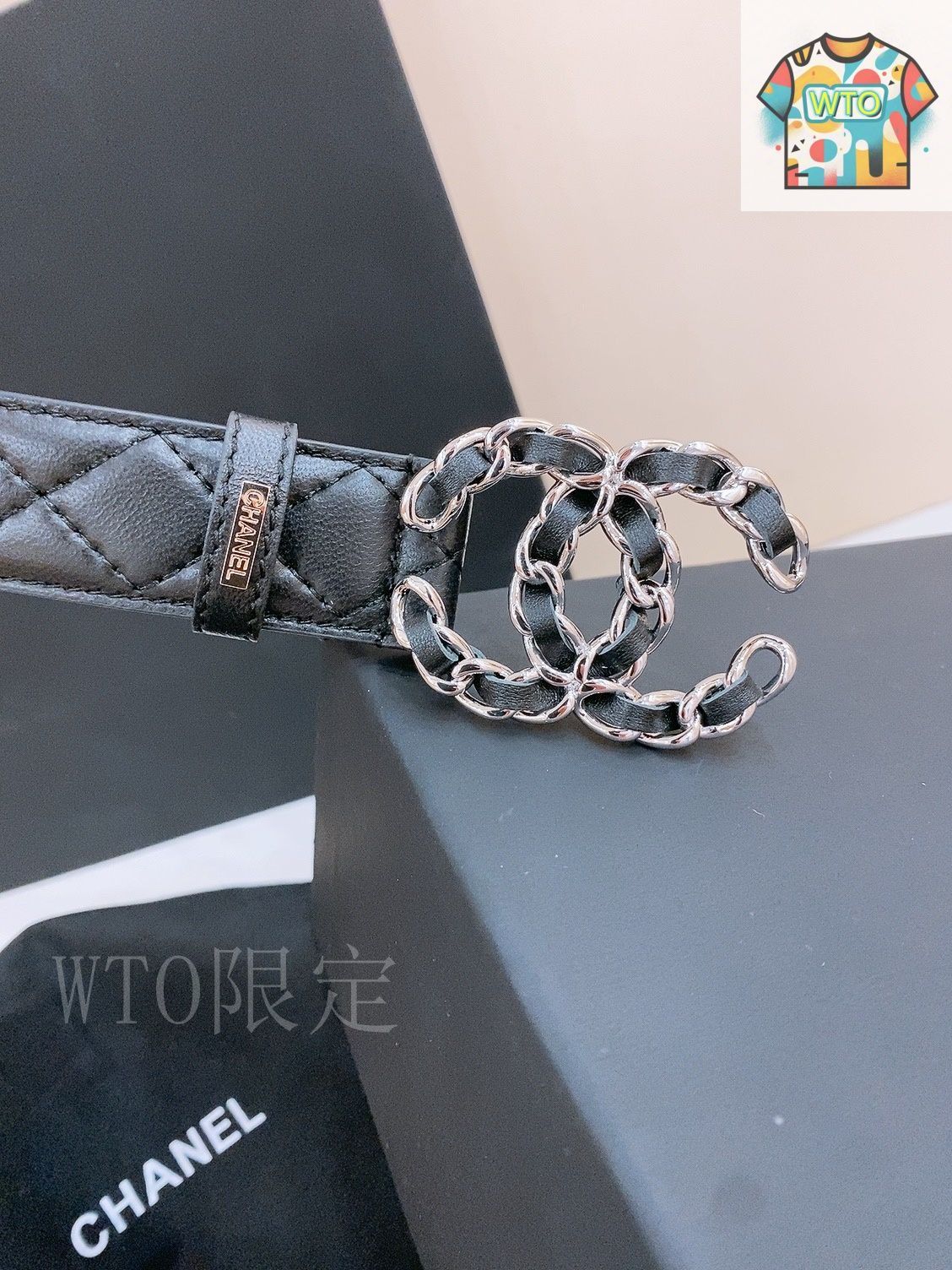 ◼️シャネル◼️レザーベルト◼️ Chanel Black Elastic Lambskin & Crystal CC Belt | myGemma